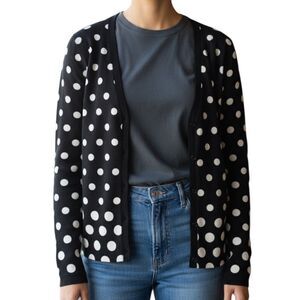 George Polka Dot Black & White Button Down Cardigan (Size Medium)